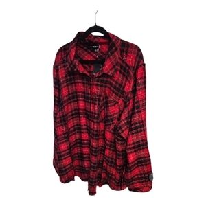 Torrid Red and Black Plaid Button Down Shirt